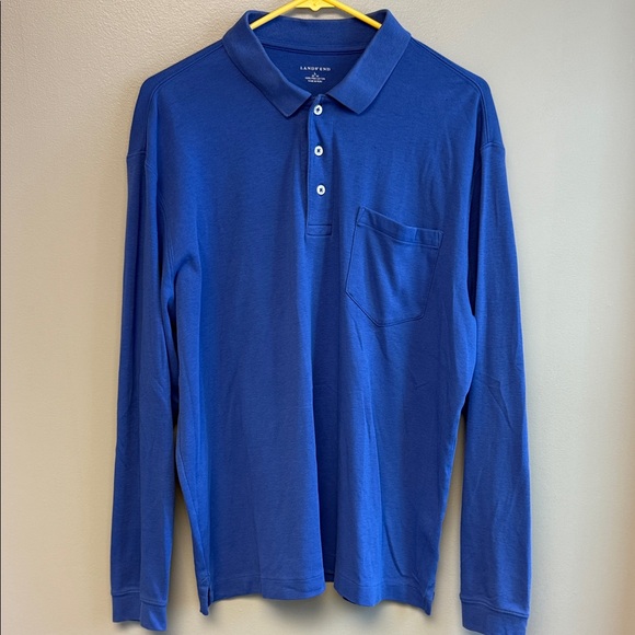 Lands' End | Shirts | Lands End Mens Long Sleeve Polo Shirt Pima Cotton ...
